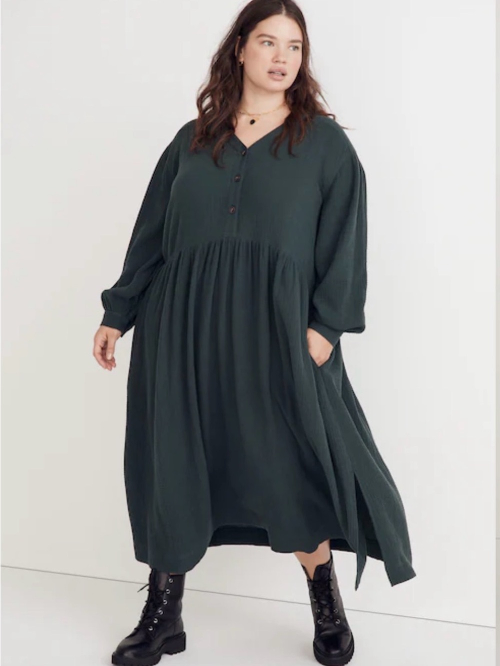Madewell Lightspun Buttonfront Midi Dress